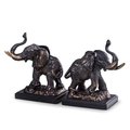 Bey Berk International Bey-Berk International R18P Cast Metal Elephant Bookends with Bronzed Finish on Black Marble Base R18P